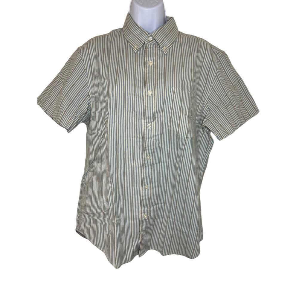 J. Crew Broken in Oxford Blue Striped Casual Shirt Classic fit Preppy 80's